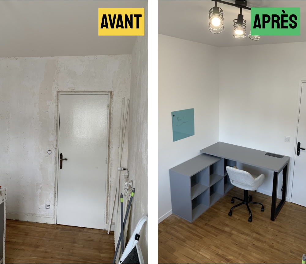 Rénovation d’une chambre avec bureau